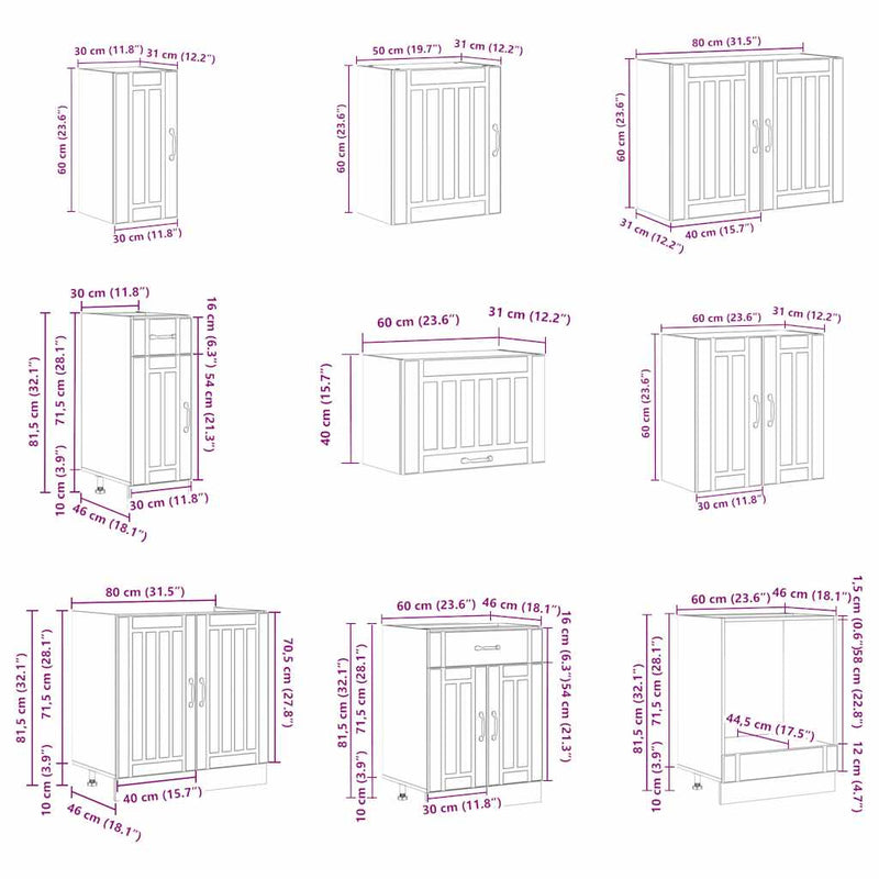 vidaXL 14 részes konyhaszekrény szett Lucca sonoma tölgy műszaki fa