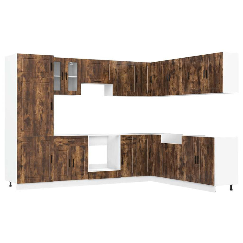 vidaXL 14 részes konyhaszekrény szett Porto füstölt tölgy műszaki fa