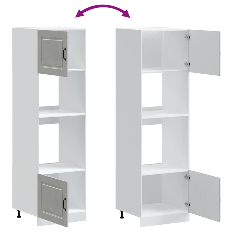 vidaXL Kalmar 2 db betonszürke szerelt fa sütőszekrények