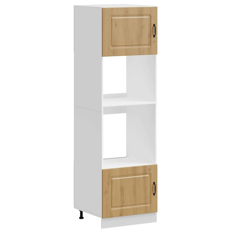 vidaXL Kalmar 2 db kézműves tölgy színű szerelt fa sütőszekrények