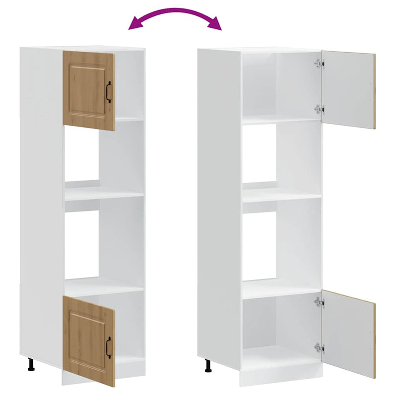 vidaXL Kalmar 2 db kézműves tölgy színű szerelt fa sütőszekrények