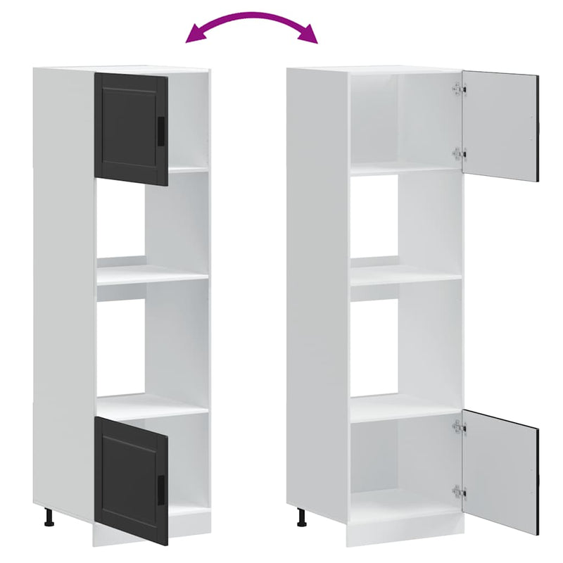 vidaXL sütőszekrények 2 db Porto fekete színű műfa