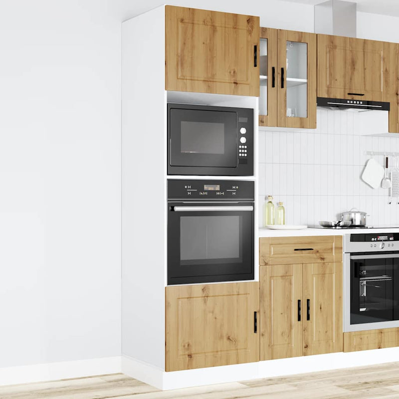 vidaXL Lucca 2 db kézműves tölgy színű szerelt fa sütőszekrények