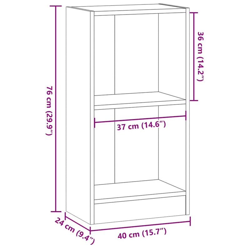 vidaXL szürke sonoma színű szerelt fa könyvespolc 40 x 24 x 76 cm