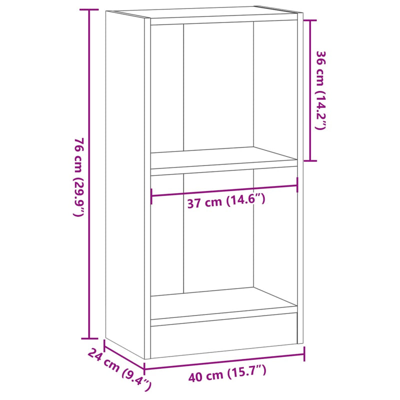 vidaXL kézműves tölgy szerelt fa könyvespolc 40 x 24 x 76 cm