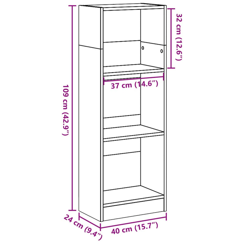 vidaXL barna tölgy színű szerelt fa könyvszekrény 40 x 24 x 109 cm