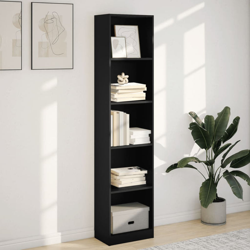 vidaXL fekete szerelt fa könyvszekrény 40 x 24 x 176 cm