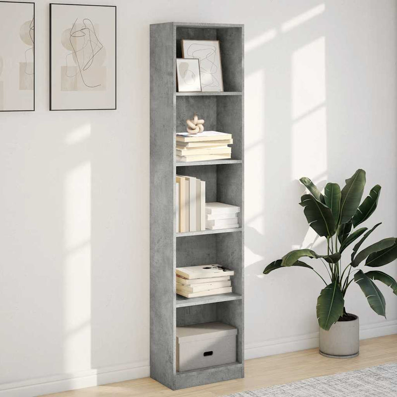 vidaXL betonszürke szerelt fa könyvespolc 40 x 24 x 176 cm