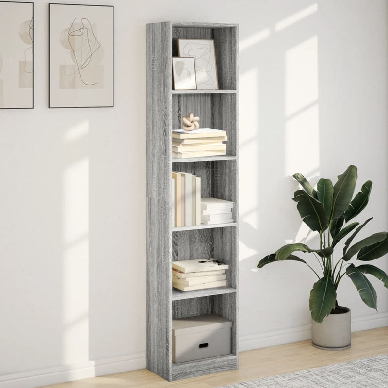 vidaXL szürke sonoma színű szerelt fa könyvespolc 40 x 24 x 176 cm