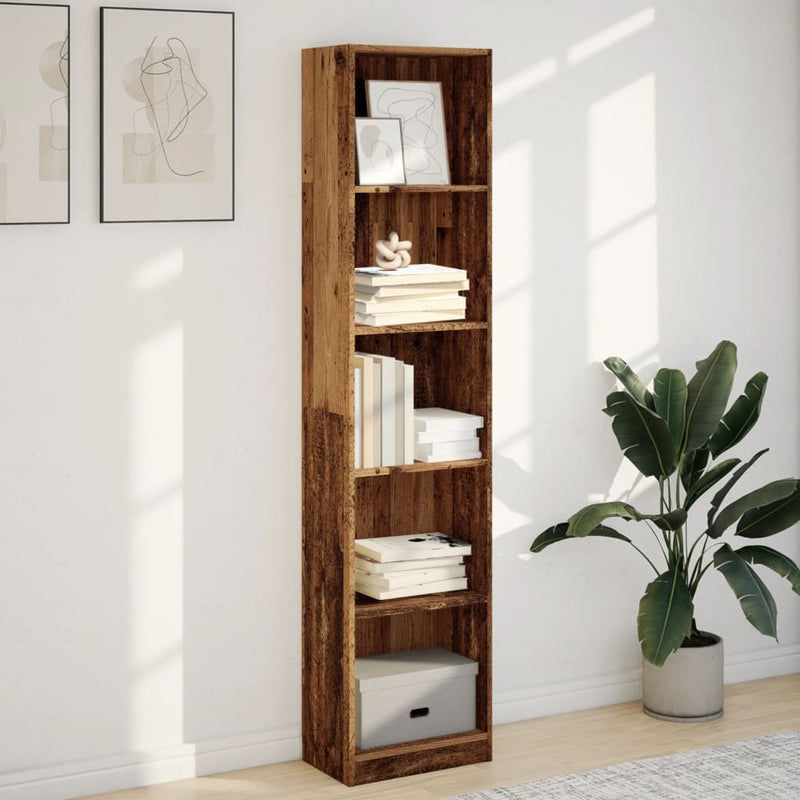 vidaXL antik fa színű szerelt fa könyvespolc 40 x 24 x 176 cm