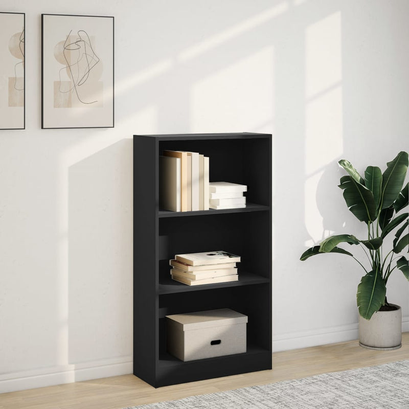 vidaXL fekete szerelt fa könyvszekrény 60 x 24 x 109 cm