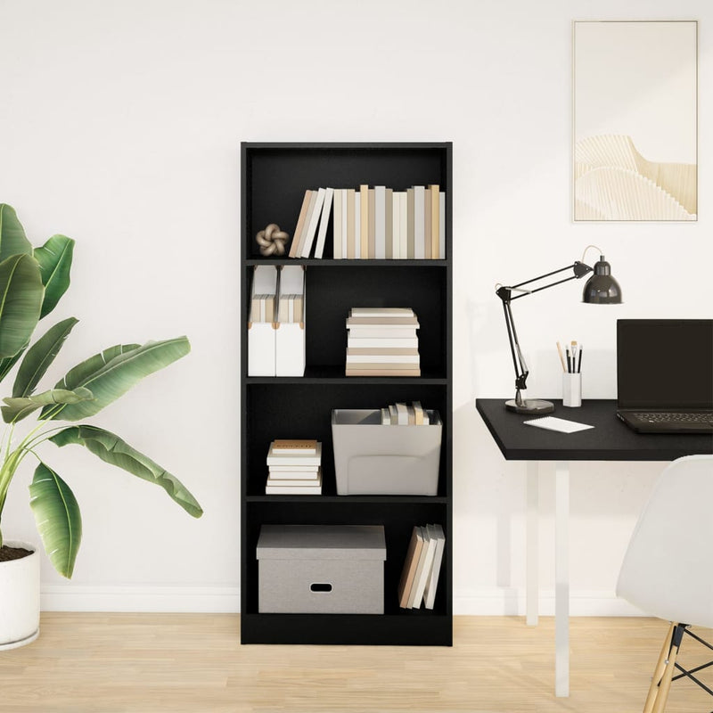 vidaXL fekete szerelt fa könyvszekrény 60 x 24 x 143 cm