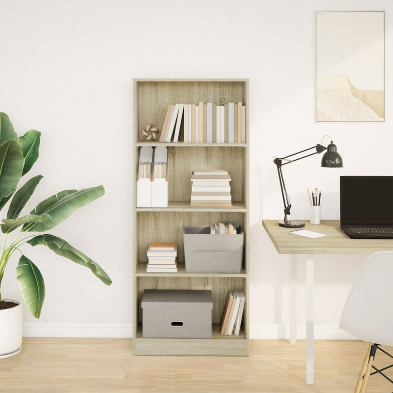 vidaXL sonoma tölgy színű szerelt fa könyvszekrény 60 x 24 x 143 cm