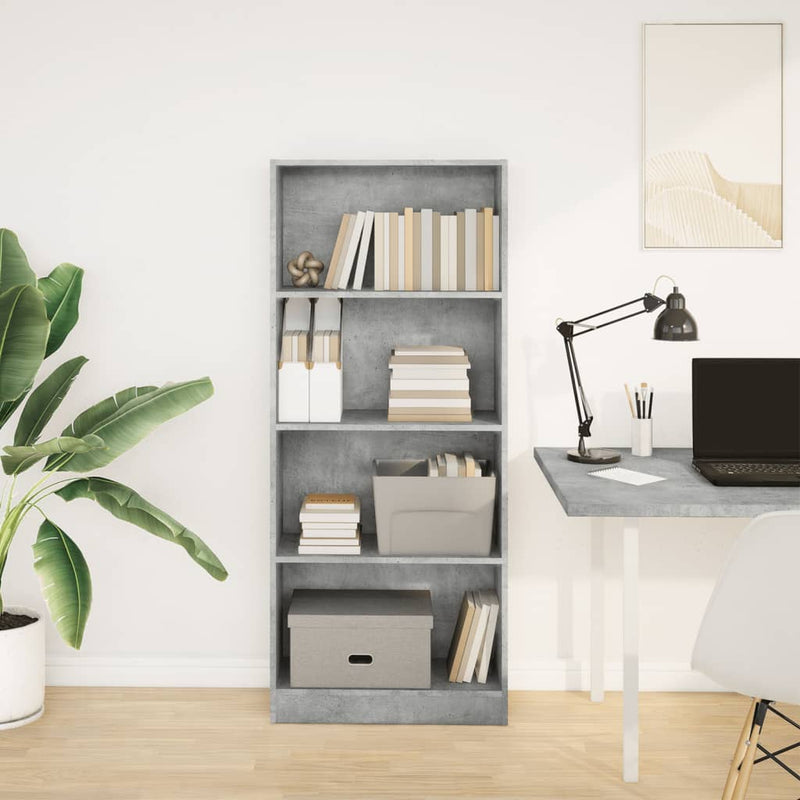 vidaXL betonszürke szerelt fa könyvespolc 60 x 24 x 143 cm