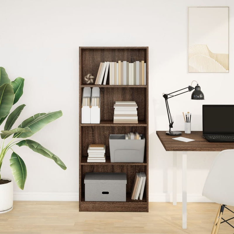 vidaXL barna tölgy színű szerelt fa könyvszekrény 60 x 24 x 143 cm