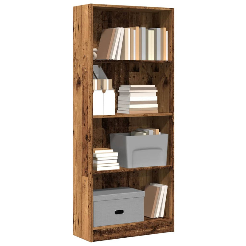 vidaXL antik fa színű szerelt fa könyvespolc 60 x 24 x 143 cm