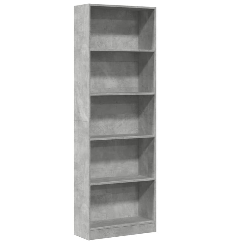 vidaXL betonszürke szerelt fa könyvespolc 60 x 24 x 176 cm
