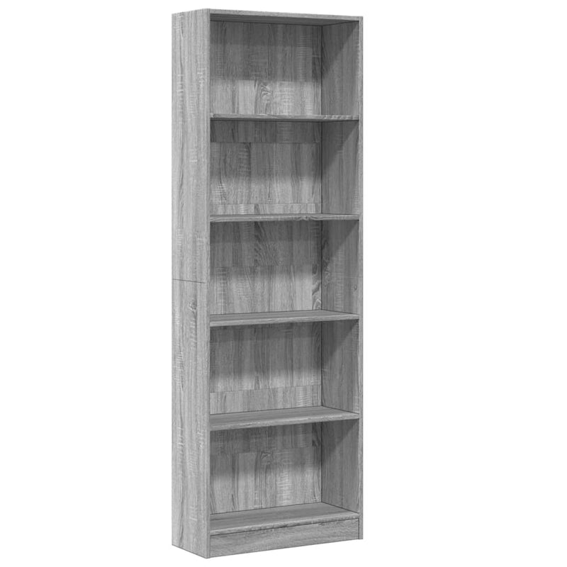 vidaXL szürke sonoma színű szerelt fa könyvespolc 60 x 24 x 176 cm