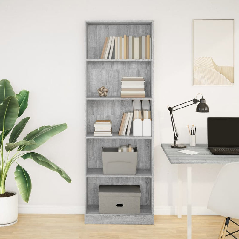 vidaXL szürke sonoma színű szerelt fa könyvespolc 60 x 24 x 176 cm