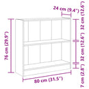vidaXL füstös tölgy színű szerelt fa könyvszekrény 80 x 24 x 76 cm