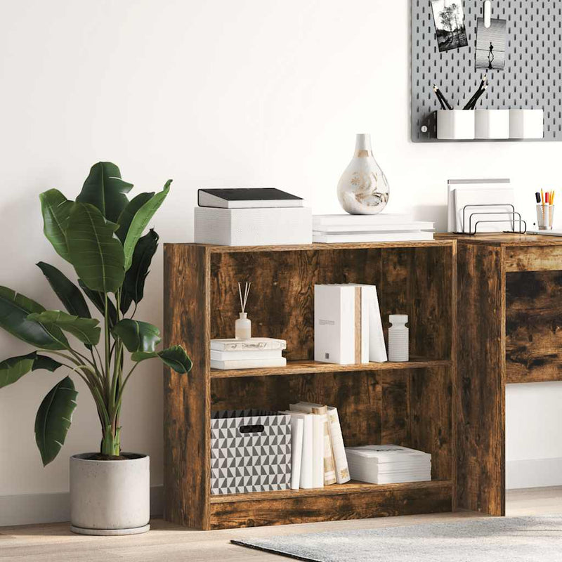 vidaXL füstös tölgy színű szerelt fa könyvszekrény 80 x 24 x 76 cm