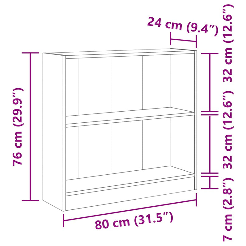 vidaXL szürke sonoma színű szerelt fa könyvespolc 80 x 24 x 76 cm