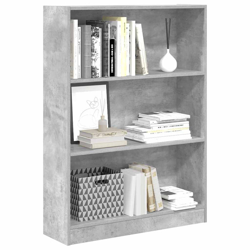 vidaXL betonszürke szerelt fa könyvespolc 80 x 24 x 109 cm
