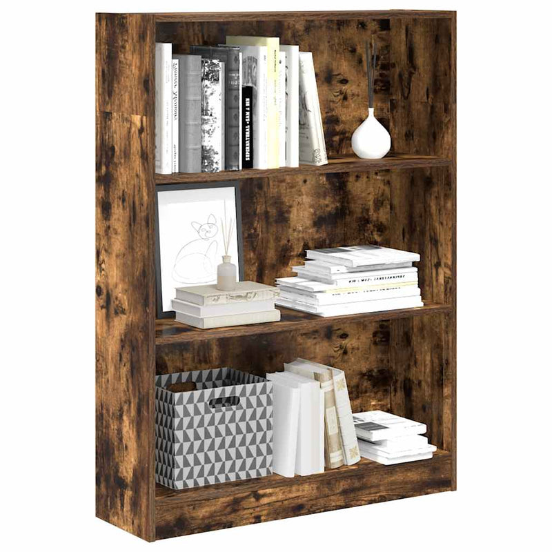 vidaXL füstös tölgy színű szerelt fa könyvszekrény 80 x 24 x 109 cm