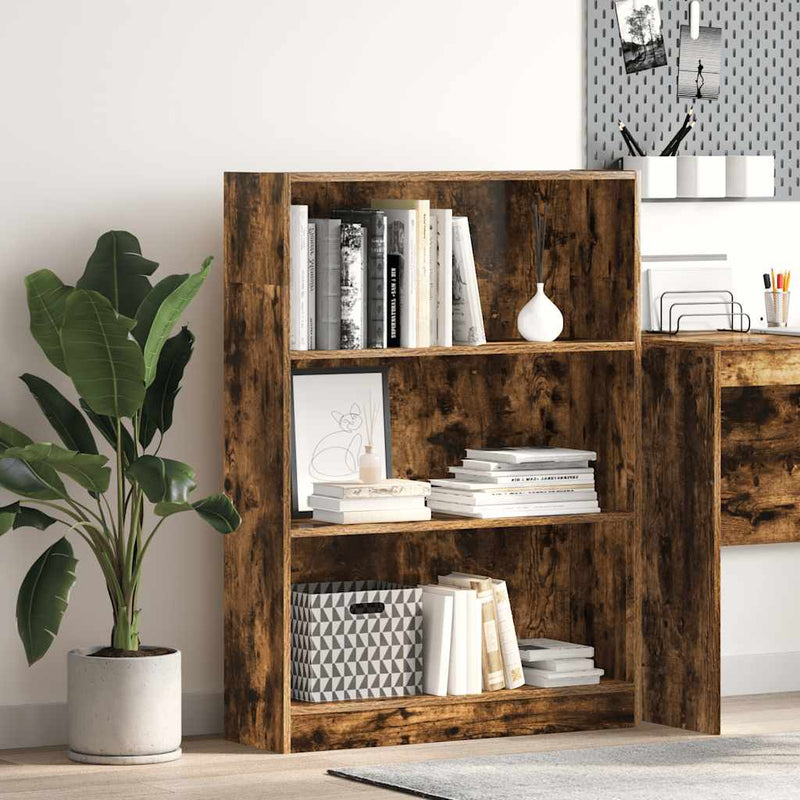 vidaXL füstös tölgy színű szerelt fa könyvszekrény 80 x 24 x 109 cm