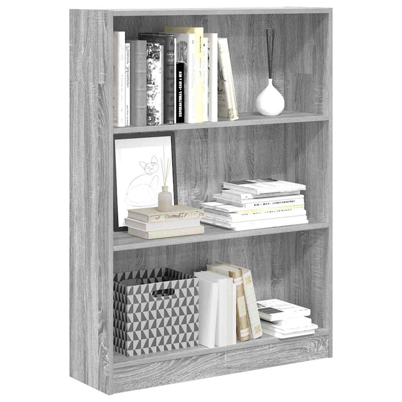 vidaXL szürke sonoma színű szerelt fa könyvespolc 80 x 24 x 109 cm