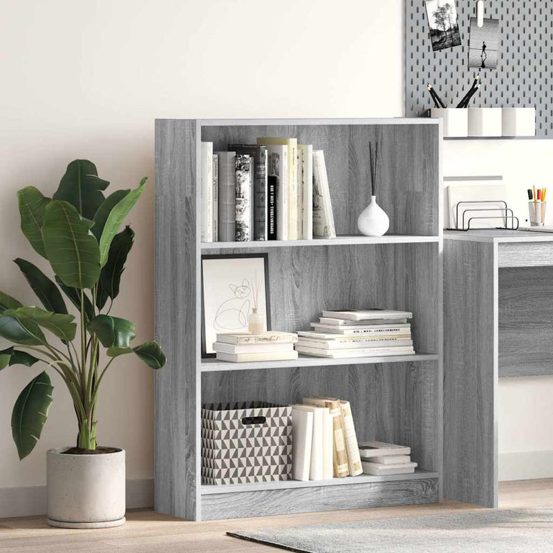 vidaXL szürke sonoma színű szerelt fa könyvespolc 80 x 24 x 109 cm