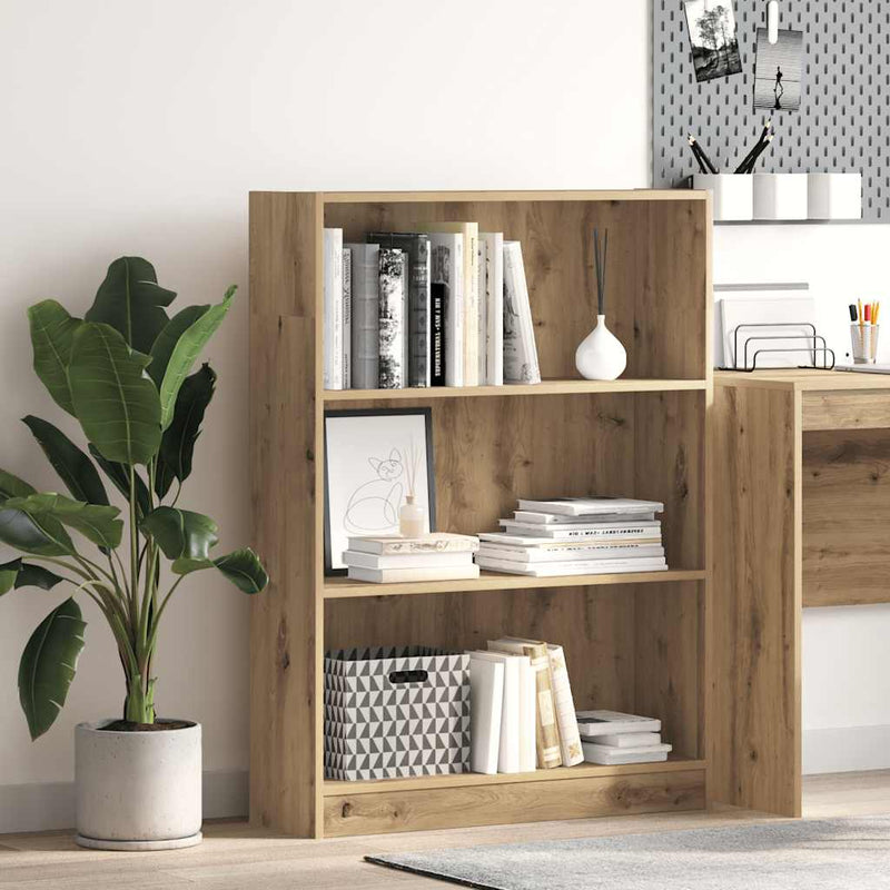 vidaXL kézműves tölgy szerelt fa könyvespolc 80 x 24 x 109 cm