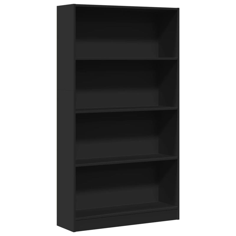 vidaXL fekete szerelt fa könyvszekrény 80 x 24 x 143 cm