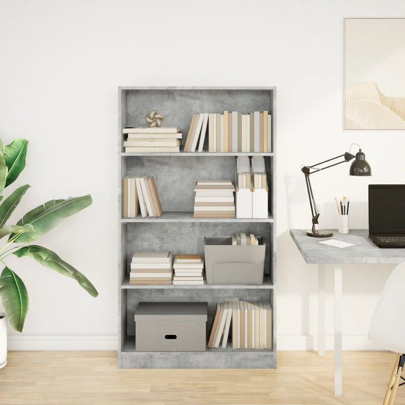 vidaXL betonszürke szerelt fa könyvespolc 80 x 24 x 143 cm
