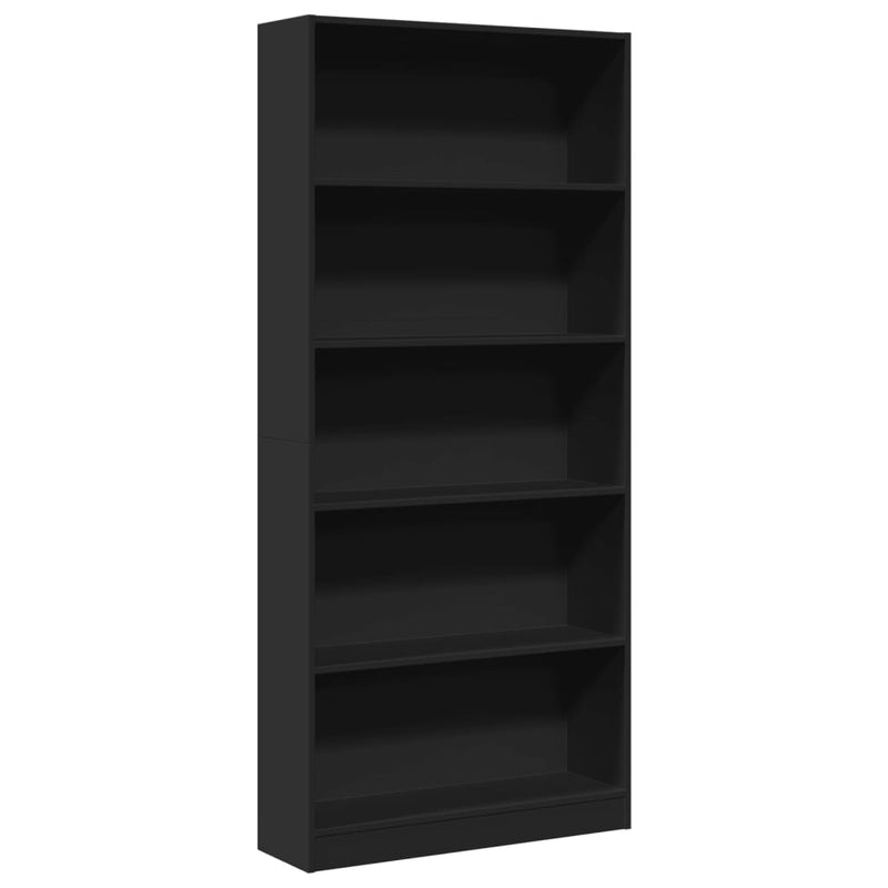 vidaXL fekete szerelt fa könyvszekrény 80 x 24 x 176 cm