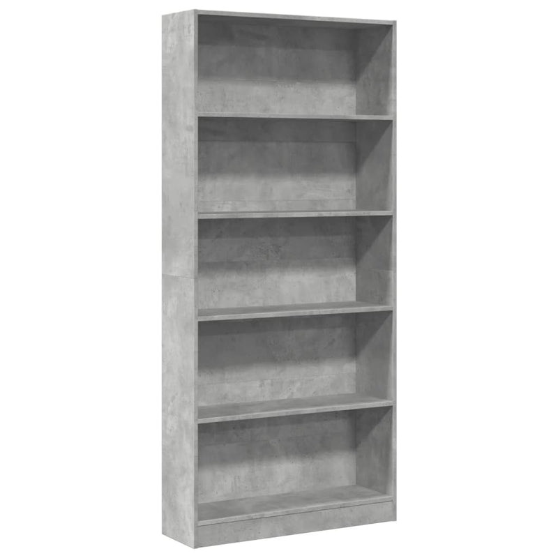vidaXL betonszürke szerelt fa könyvespolc 80 x 24 x 176 cm