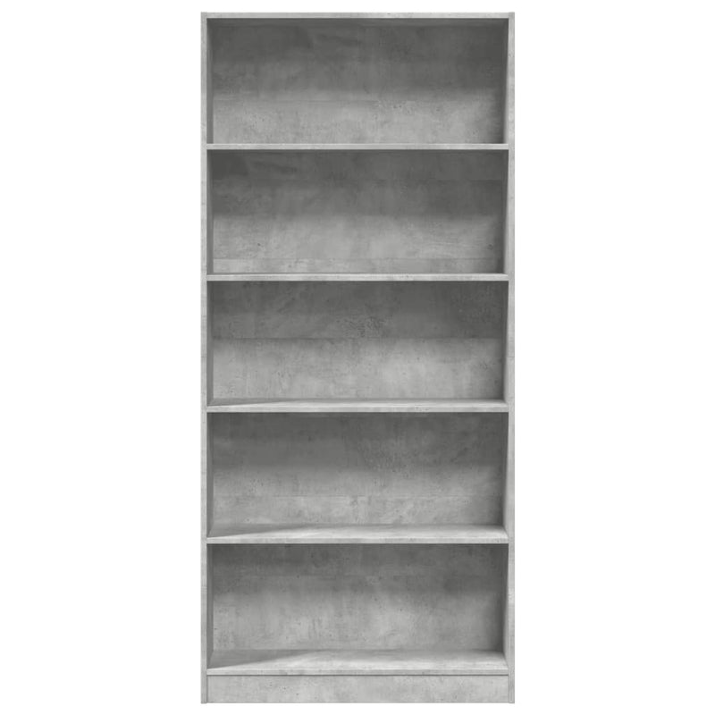 vidaXL betonszürke szerelt fa könyvespolc 80 x 24 x 176 cm