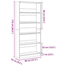 vidaXL betonszürke szerelt fa könyvespolc 80 x 24 x 176 cm