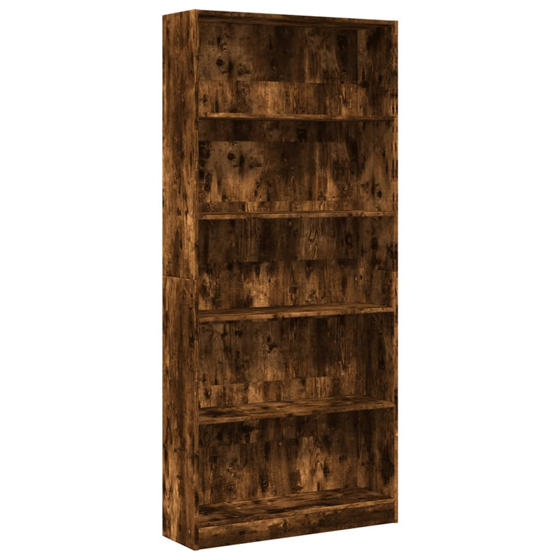 vidaXL füstös tölgy színű szerelt fa könyvszekrény 80 x 24 x 176 cm