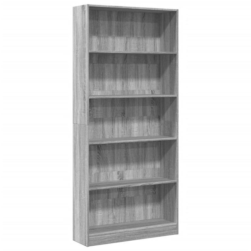 vidaXL szürke sonoma színű szerelt fa könyvespolc 80 x 24 x 176 cm