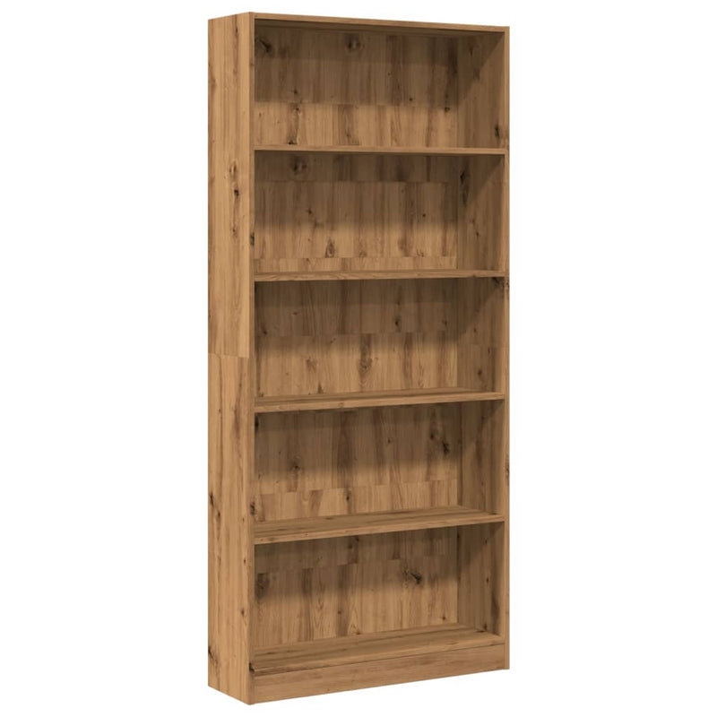 vidaXL kézműves tölgy szerelt fa könyvespolc 80 x 24 x 176 cm