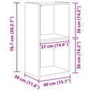 vidaXL füstös tölgy színű szerelt fa könyvespolc 40 x 30 x 77 cm