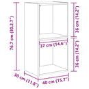 vidaXL antik fa színű szerelt fa könyvespolc 40 x 30 x 77 cm