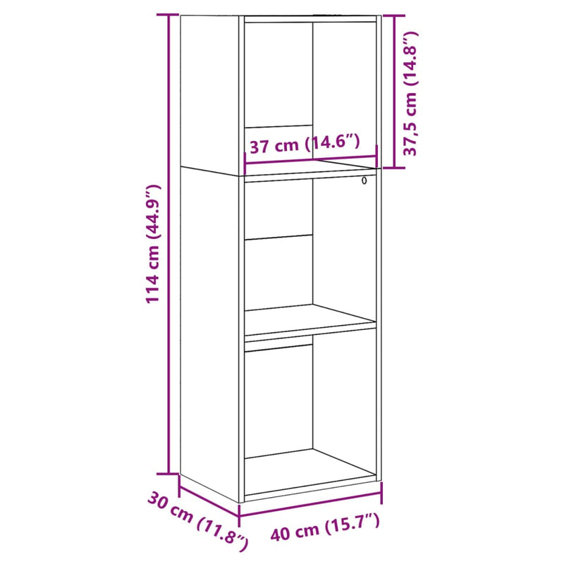 vidaXL antik fa színű szerelt fa könyvespolc 40 x 30 x 114 cm
