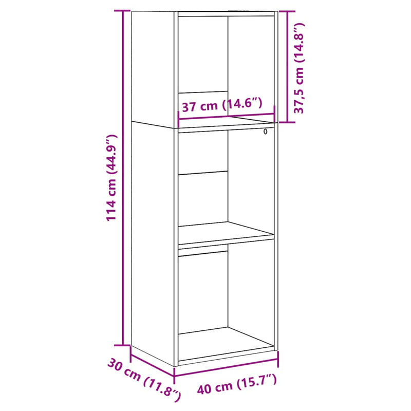 vidaXL kézműves tölgy színű szerelt fa könyvespolc 40 x 30 x 114 cm
