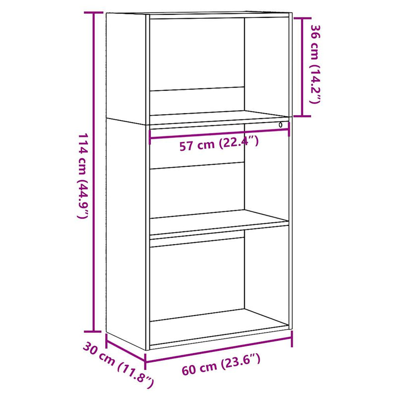 vidaXL antik fa színű szerelt fa könyvespolc 60 x 30 x 114 cm