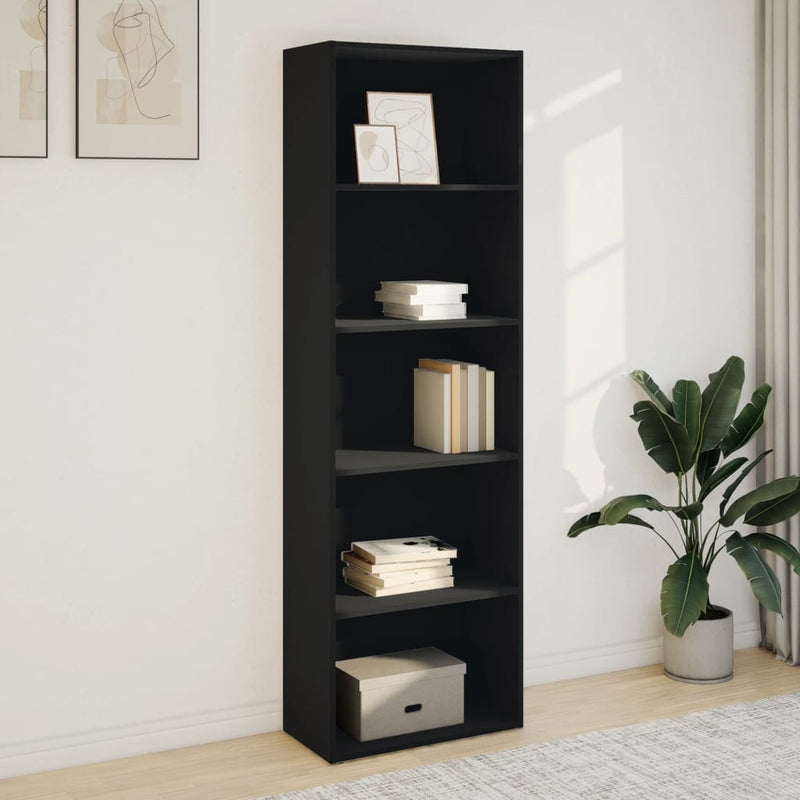 vidaXL fekete szerelt fa könyvespolc 60 x 30 x 189 cm