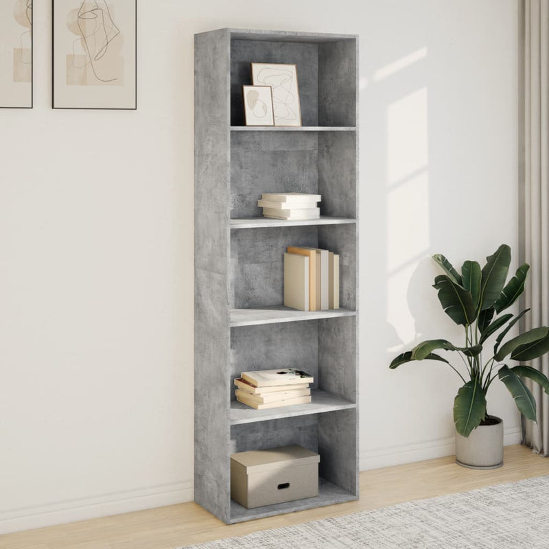 vidaXL betonszürke szerelt fa könyvespolc 60 x 30 x 189 cm