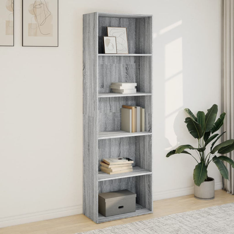 vidaXL szürke sonoma színű szerelt fa könyvespolc 60 x 30 x 189 cm