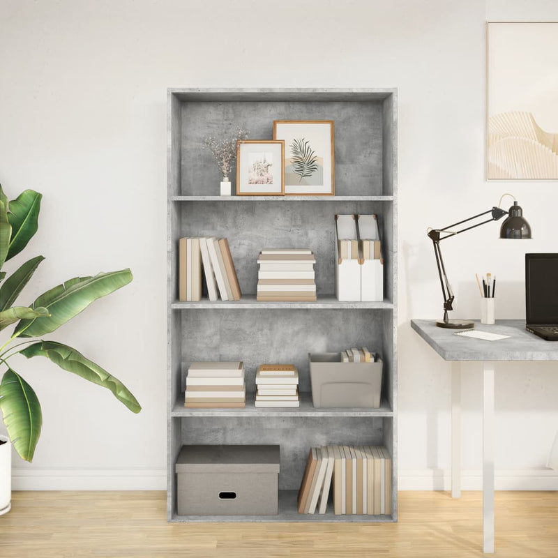 vidaXL betonszürke szerelt fa könyvespolc 80 x 30 x 152 cm